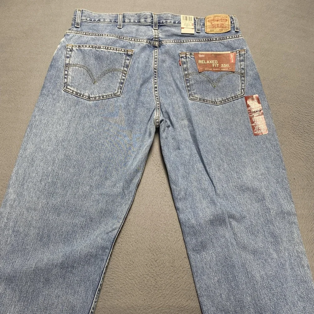 Vintage Levis 550 Jeans‎ Mens 42x32 Light Blue Wash Relaxed Fit Tapered Denim